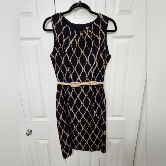 *Navy Belted Sheath Dress* - Picture 1 of 13